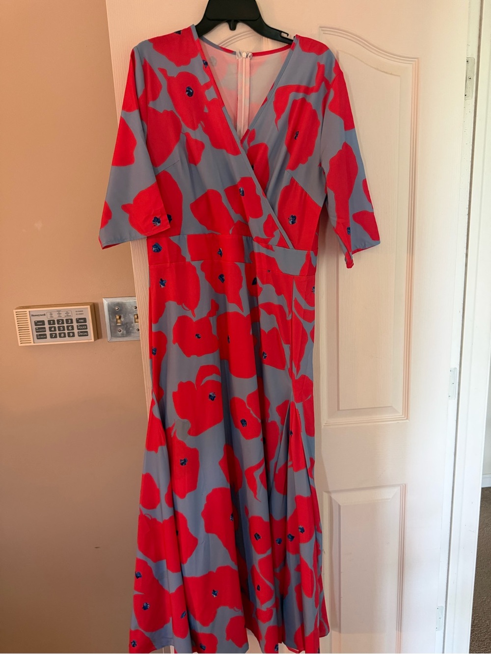 Red Floral Wrap Maxi Dress - Women's